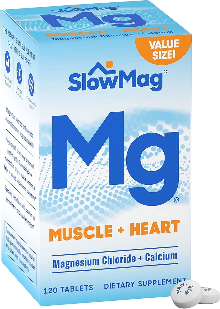 Convergence SlowMag® Mg 筋肉 + カルシウム 120 CtMagnesium によるカルシウム塩化マグネシウムの補足のタブレットは老化の大人で学習し、記憶性能を支えます*