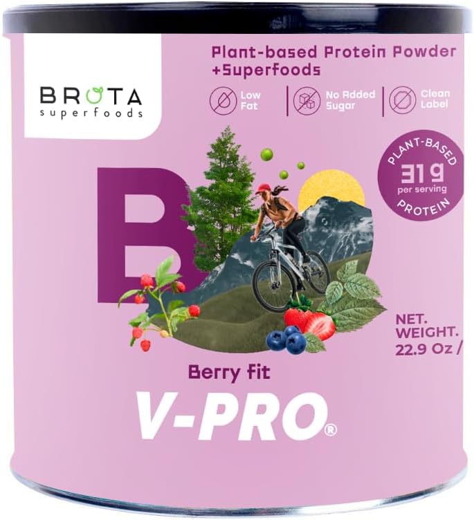 ビーガンプロテインパウダー - エネルギー&筋肉ブーストのための植物ベースのタンパク質 - ベリーブレンド味のきれいなシェイク