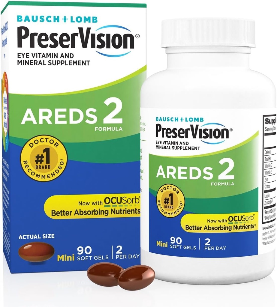 PreserVisionは、ビタミンC、ビタミンE、亜鉛、銅、90 Softgels(Minigels)の2眼のビタミン、#1眼の医師の推奨ブランド、ルテイン、ゼアキサンチンサプリメントです。