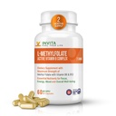 INVITA L-Methylfolate + B バランス - 5-MTHF、B6、B2&B12 Methylcobalamin B 複合体 - 60 カプセル - プロフェッショナル 強度 アクティブ メチル Folate - 非GMO、グルテンフリー、充填剤(7.5 mg)