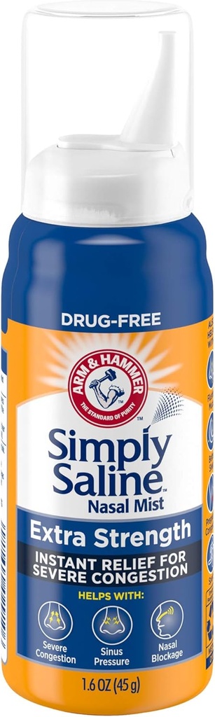 Arm & Hammer Simply Saline Nasal Mist Extra Strength, Severe Congestion, 1.6 Ounce