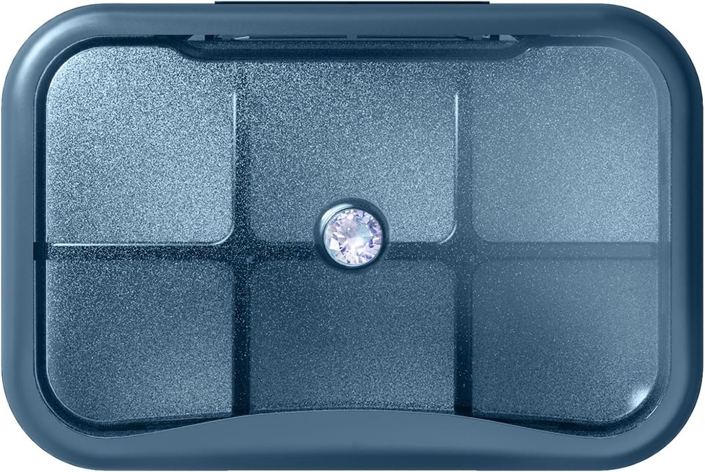 6 コンパートメント旅行ピルオーガナイザー、財布、ポケットデイリーピルケースポータブル薬ピル容器、週刊ビタミンホルダーオーガナイザー(ラインストーン付きブルー)