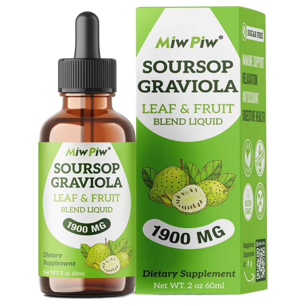 Soursop Graviolaの液体は1900MG 2Fl Oz、Soursopのビターの葉のエキスの補足、睡眠の緩いサポートおよび免疫のブースト-砂糖の自由な、自然な味、草のよい