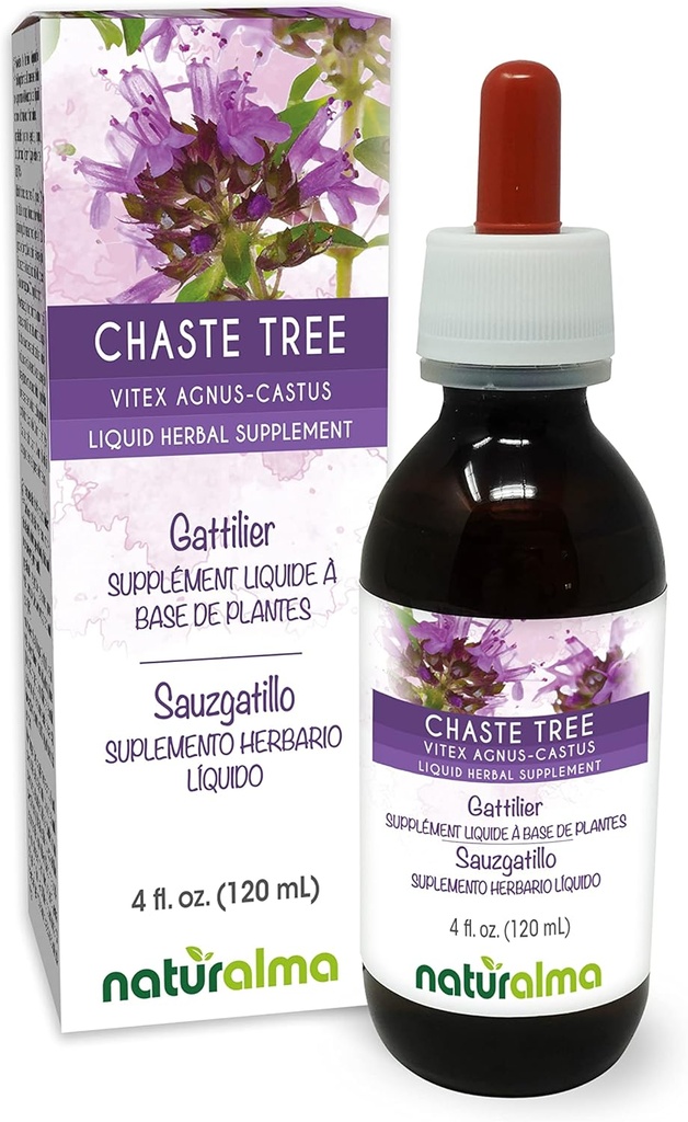 ナチュラルマ・シャステ・ツリー (Vitex Agnus-castus) フルーツアルコールフリーのチンキ - 4 fl oz 液体抽出物 - ハーブサプリメント - ビーガン