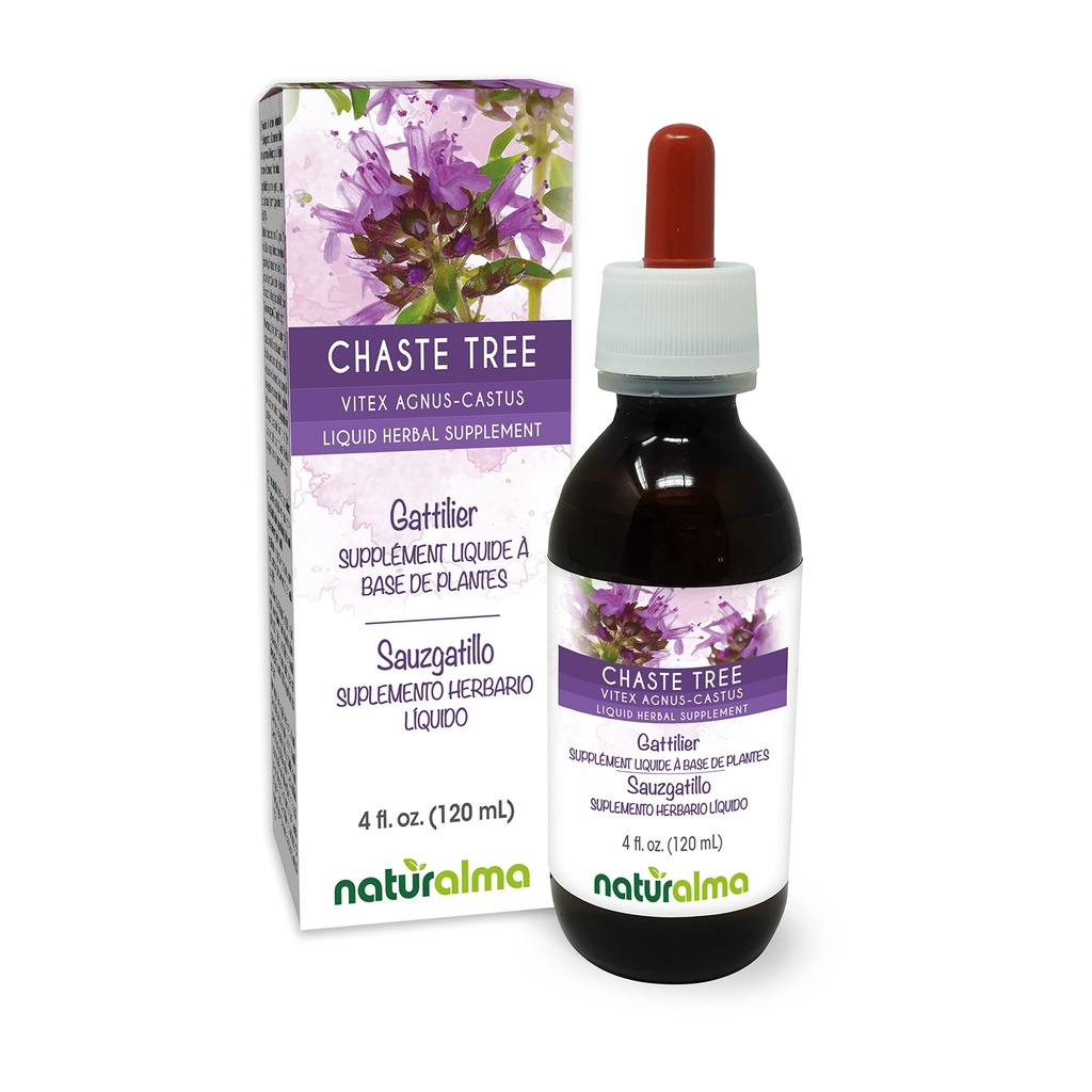 ナチュラルマ・シャステ・ツリー (Vitex Agnus-castus) フルーツアルコールフリーのチンキ - 4 fl oz 液体抽出物 - ハーブサプリメント - ビーガン
