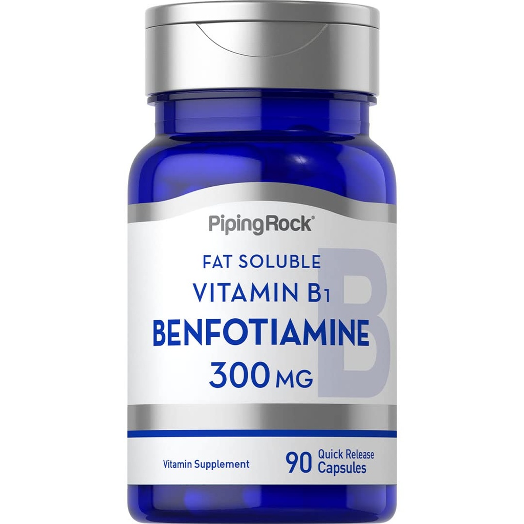 ピッピングロックベンフォチアミン300mg | 90カプセル | 脂肪溶性ビタミンB1 | 非GMO、グルテンフリーサプリメント