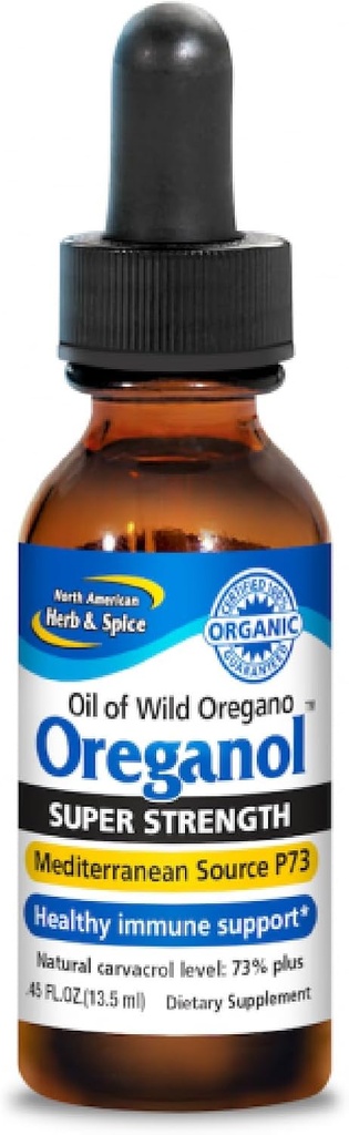 NORTH AMERICAN HERB & SPICE スーパー 強度 Oreganol - 0.45 fl。 - 加工されていない、ワイルド、有機オレガノ オイル - 地中海 ソース P73 - 非GMO - 194 サービング