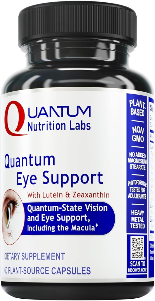 Quantum Nutrition Labs Eye Support - Eye Health Vitamins, Lutein and Zeaxanthin Eye Supplements for Adults and Seniors, Supports Macular Health, Contains Bilberry and Carrot - 60 Vegetarian Capsules