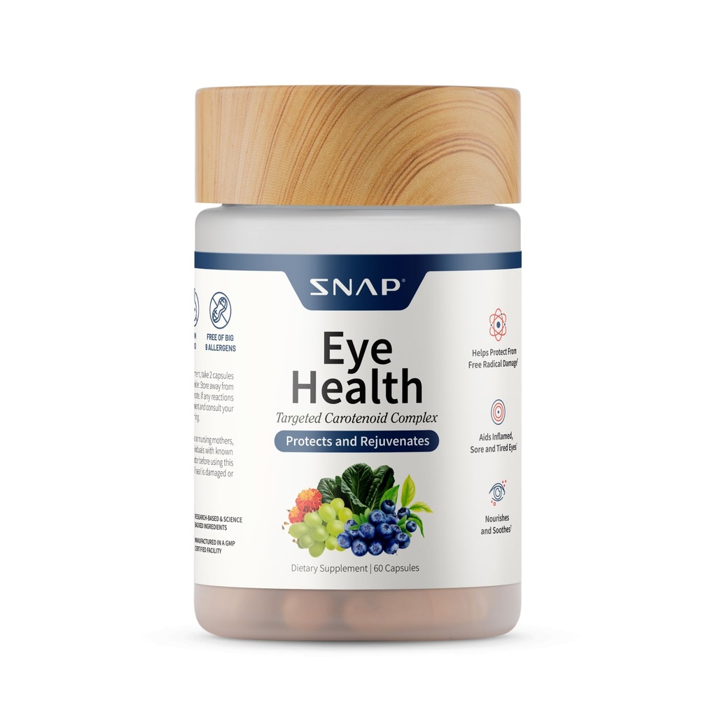 スナップは、Lutein、Zeaxanthin、Bilberry、Lycopeneで眼の健康カプセルを補います - サポートビジョン、目の機能と全体的な目の健康 - 60カプセル
