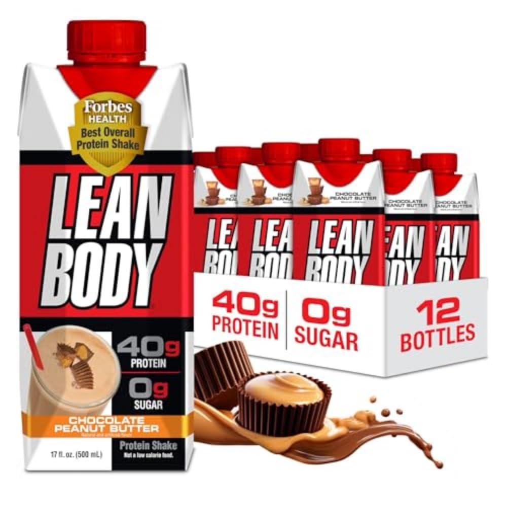 リーン ボディ レディ トゥ ドリンク タンパク質 シェイク, 40g タンパク質, ウィー ブレンド, 0 砂糖, グルテンフリー 22 ビタミン & ミネラル, (再生可能なカートン & 蓋 - 12 パック) ラブラダ (チョコレート ピーナツ バター)