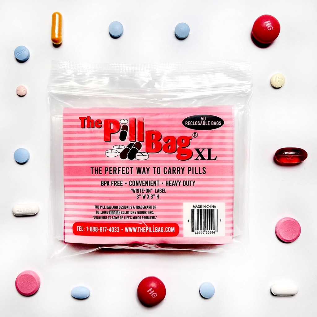 薬の丸薬のオルガナイザー、AM/PMのためのラベル、Resealable、薬、ビタミン、グミー、旅行のためのPlasticの丸薬袋、歩行XLのサイズ 100の計算(50のパック)