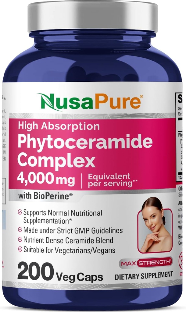 NusaPure Phytoceramideの複合体10:1のエキス、1030のmgは4000のmg 200のベッジーのカプセル(Non-GMO)のBioperineに等量ります