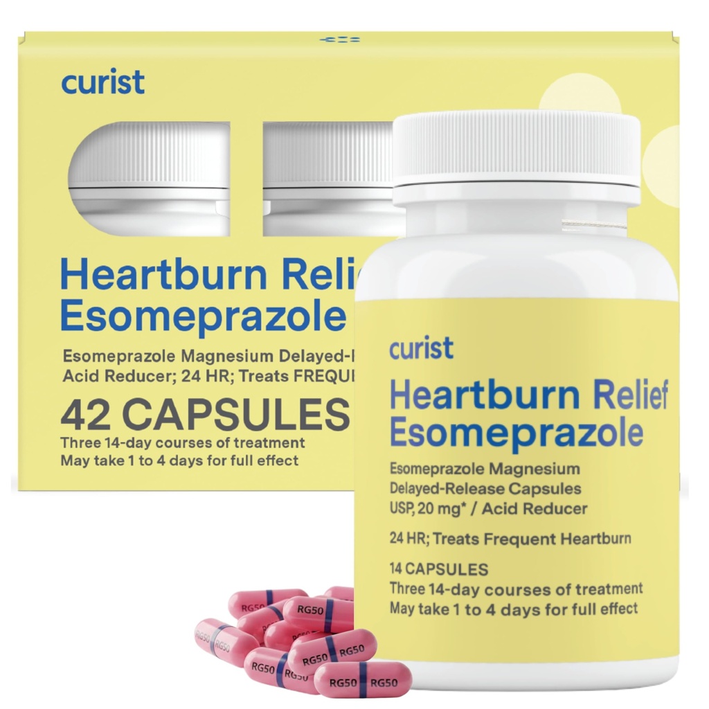 Curist Esomeprazole 20mgカプセルの遅れたRelease - Heartburnの救助のための酸の還流の薬- 42の計算のカプセル-酸の還流の救助