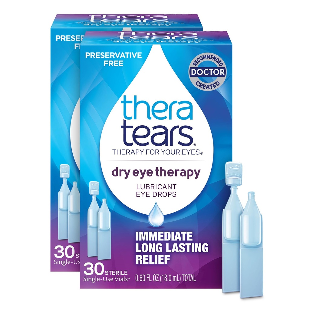 TheraTearsドライアイセラピーアイドロップ ドライアイ、保存料無料、30バイアル、2パック