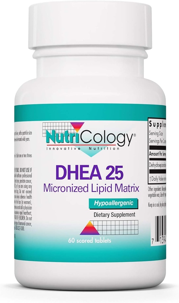 Nutricology DHEA 25mg の補足- Micronized Lipid のマトリックス、ホルモン サポート女性及び人、hypoallergenic、大豆なし、スコアされたタブレット- 60 の計算