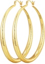 OOOPEL 925の女性の金のフープのイヤリングのHypoallergenicのダイヤモンド カットのRipplesのための純銀製のフープ-非ターニッシュの大きいフープのイヤリング(30/40/50/60/70mm)