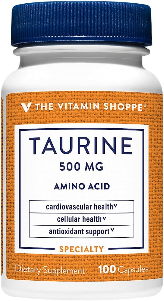 ビタミンのShoppe Taurine 500MGのビタミンB6、頭脳および記憶サポート(100のカプセル)とセルラーおよび心血管の健康を支える自由な形態のアミノ酸、酸化防止剤