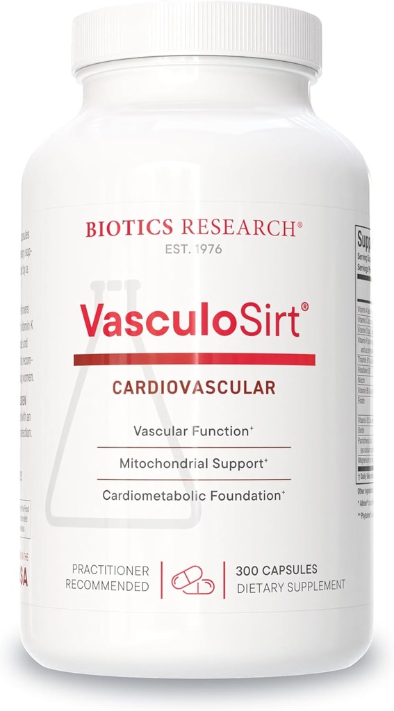 Biotics Research VasculoSirt® - ヘルシーな血流サポート、CoQ10、Resveratrol、ALA、Ginkgo - 300カプセルのためのマークヒューストン、MD、心臓血管および健康なサポートの助けを借りて処方
