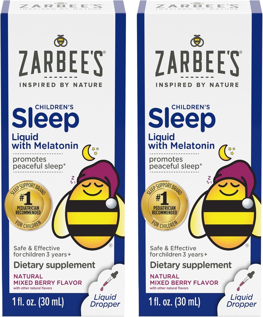 Zarbeeの子供は1mgのMelatoninが付いている補足の液体を眠ります;薬物なし及び有効;子供のための自然な果実味を取ること容易 年齢3および上;1 FlのOzのびん、2のパック