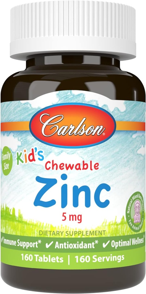 Carlson - Kid's Chewable亜鉛、5mg、健康サポート、自然な混合された果実味、160錠