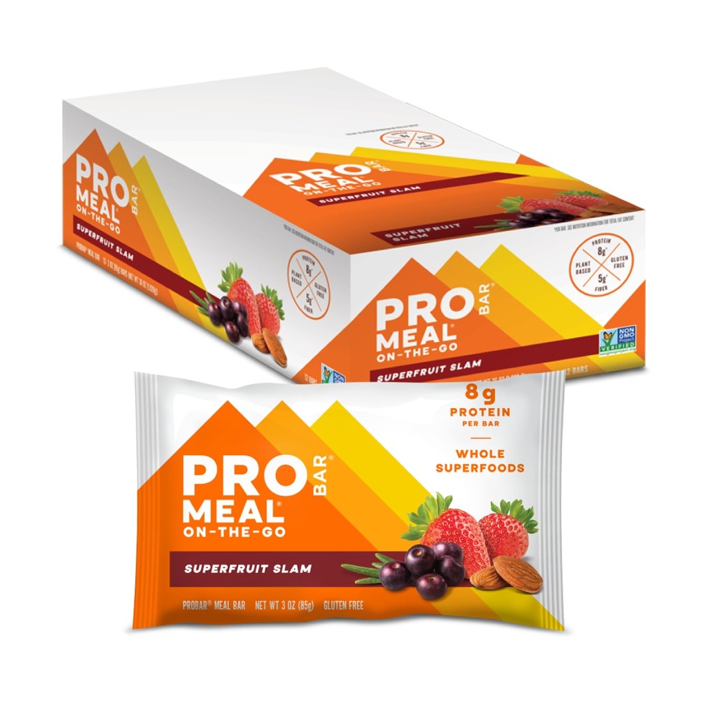 PROBAR - MEALバー、スーパーフルーツスラム、非GMO、グルテンフリー、ヘルシー、植物ベースの、食品原料、自然エネルギー(12カウント)