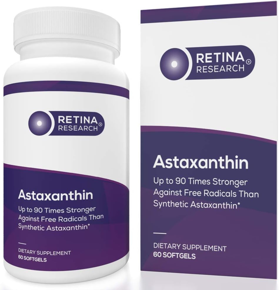 Natural Astaxanthin Eye Vitamin 10mg - Supplements to Support Eye Health - Up to 90 Times Stronger Than Synthetic - Formulated by Doctors - 3rd Party Certified - 60 Softgels