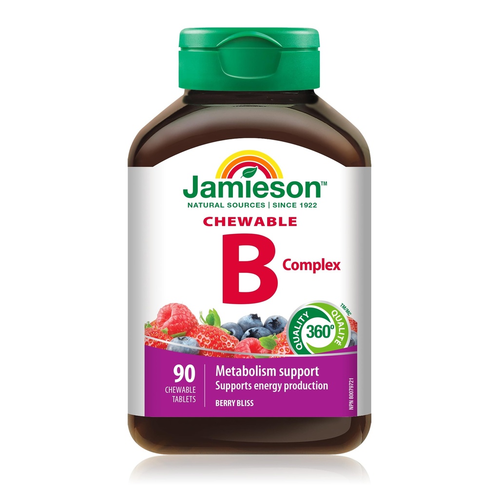 JamiesonのおいしいChewableの方式Bの複雑なベリー ブリス90のタブレット