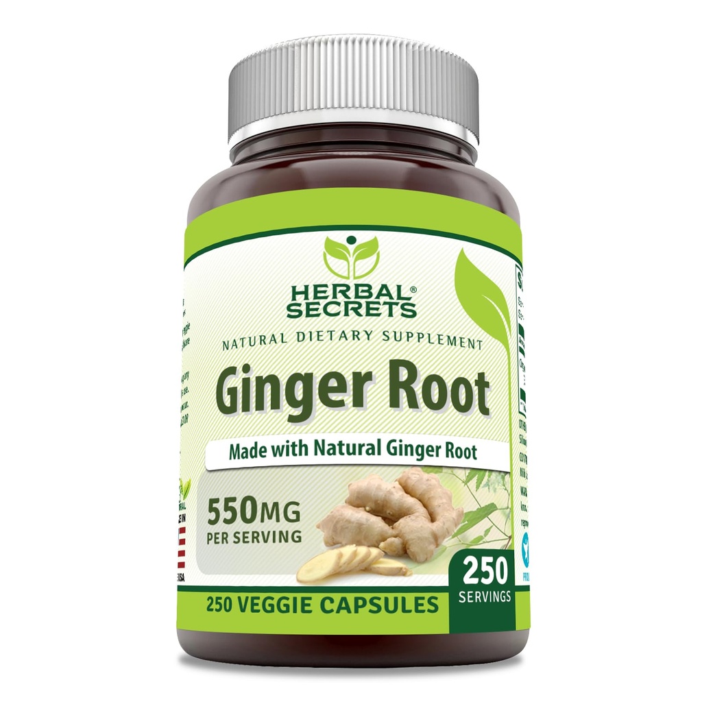 ハーブシークレット ジンジャー ルート550 mg/サービング、250 Veggie カプセル サプリメント | Non-GMO | グルテンフリー | アメリカ製