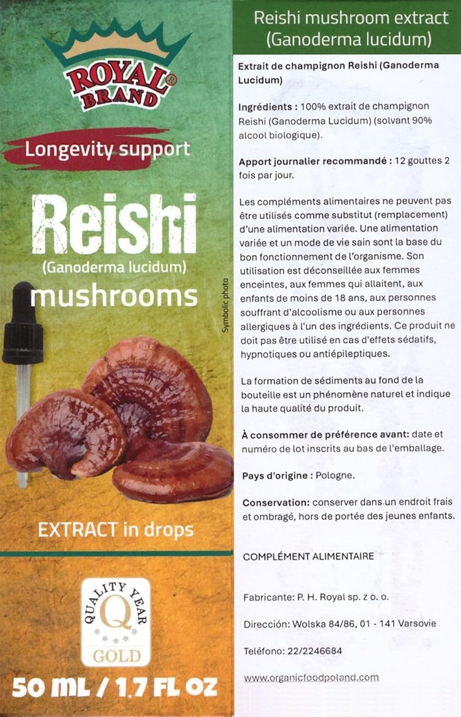 Reishi のきのこの補足/私達の Reishi のきのこのエキスは Longevity/Reishi のきのこのチンキを- 50ml/1.7 Fl Oz 促進します