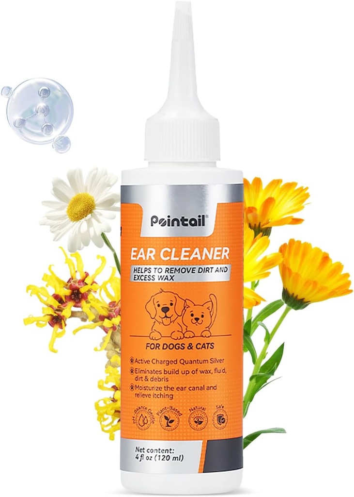 犬の耳の低下、犬の耳の洗剤および感染症の処置、犬及び猫の耳のクリーニングの解決量子の銀製のかゆみの救助の苛立ち及びワックス造りの消臭剤- 4oz