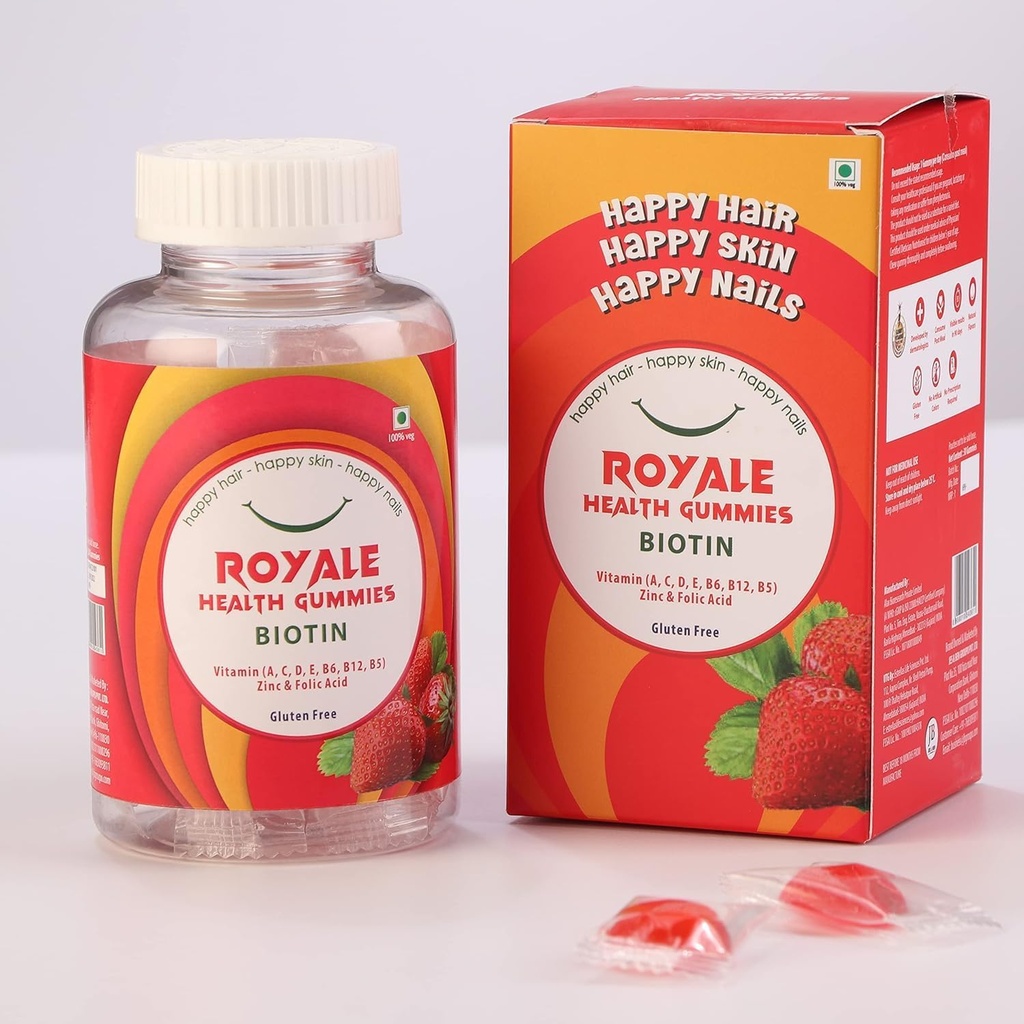 ジェネリックライズ ビオチングミー | 強い髪、強い爪、輝く肌 | ビオチン、ビタミンB12、ビタミンE、C I 30 グミイ パックフォー男性&女性(パック1)、中立