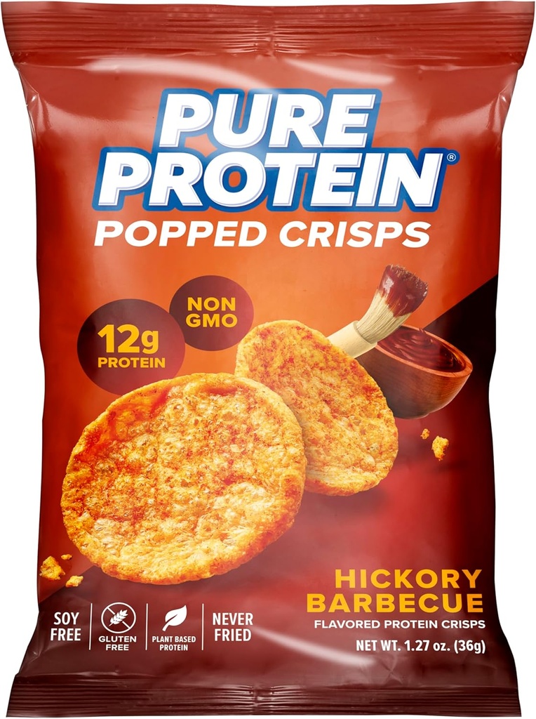 Pure Protein Popped Crisps, Hickory Barbecue, High Protein Snack, 12G Protein, 1.27oz., 12 Count