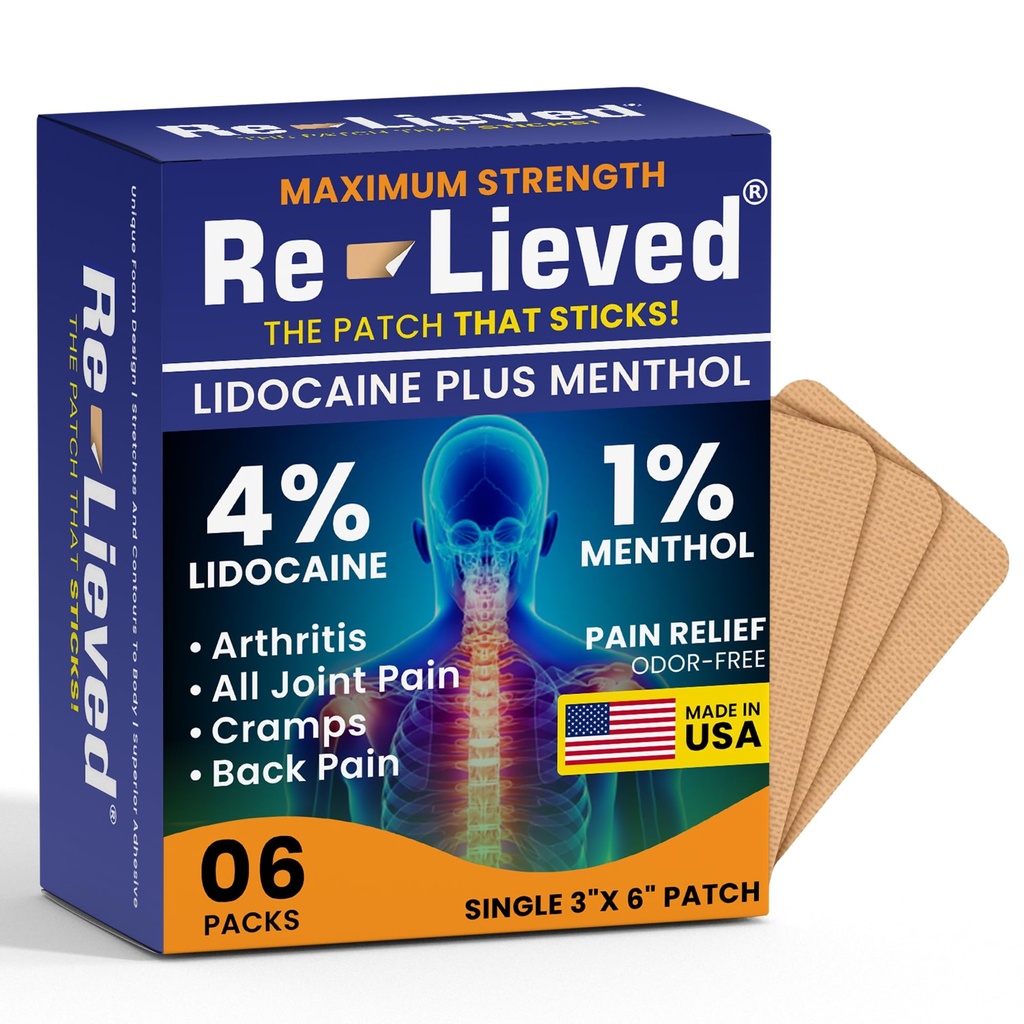 Menthol - バック、ニー&筋肉の痛みのための最大強度の痛みの軽減 - 薬用パッチの高速作用 - 米国製 - 6 カウント