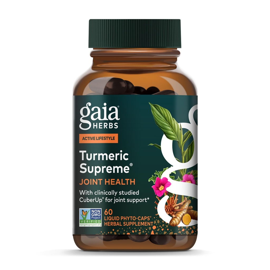Gaiaハーブターメリック最高関節健康 - 共同サポートサプリメント - Quercetin、ブラックペッパー、ボスウェリア、ジンジャールート、クルクミノイド、&その他 - 60液体フィトカプセル(15日の供給)