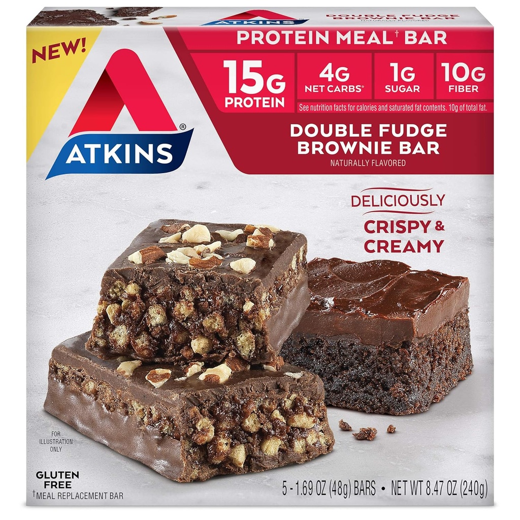 Atkinsの倍のFudge Brownieの蛋白質の食事療法棒、高い繊維、15g蛋白質、1g砂糖、4g純炭水化物、食事の取り替え、Ketoの友好的