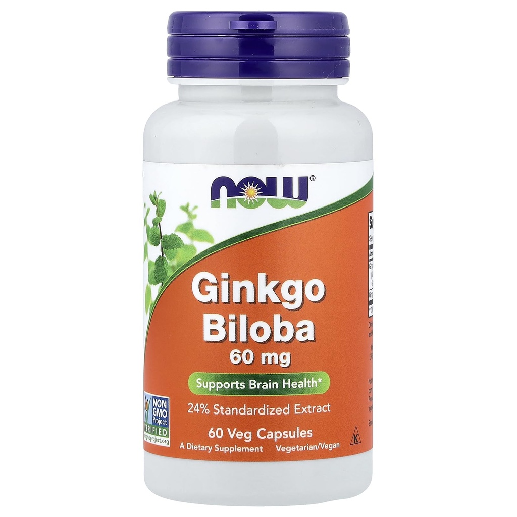 NOWの食糧GinkgoのBiloba 60mg 24%のエキス、60のカプセル