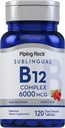 ピッピングロック サブリンガル B12コンプレックス 6000 mcg | 120 Fast Dissolve錠 | ベリーフレーバー | ベジタリアン・非GMO・グルテンフリー