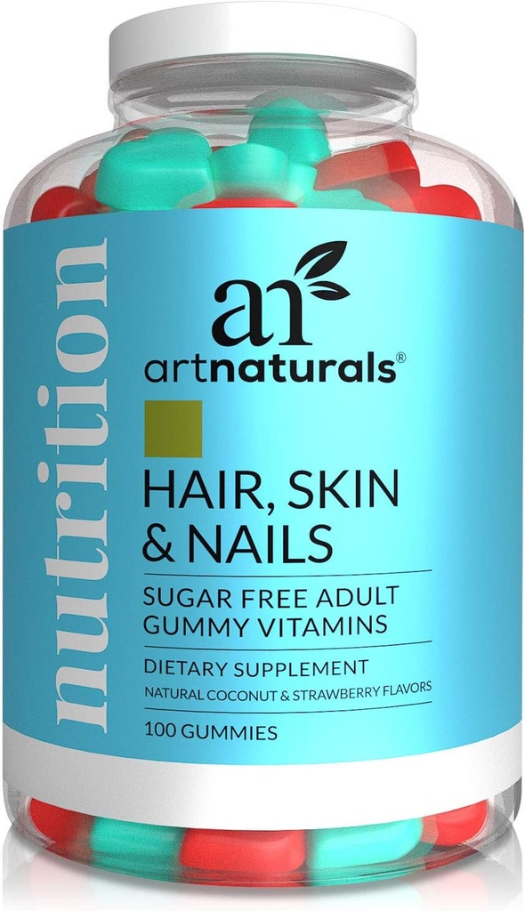 天然の髪の皮膚と爪のグミ - (100 グミ / 5,000mcgのビオチン) - 毛の成長、損失、再生のためのビタミン、ギーミー DHT ブロッカー サプリメント - 男性と女性のための毛の薄い丸薬