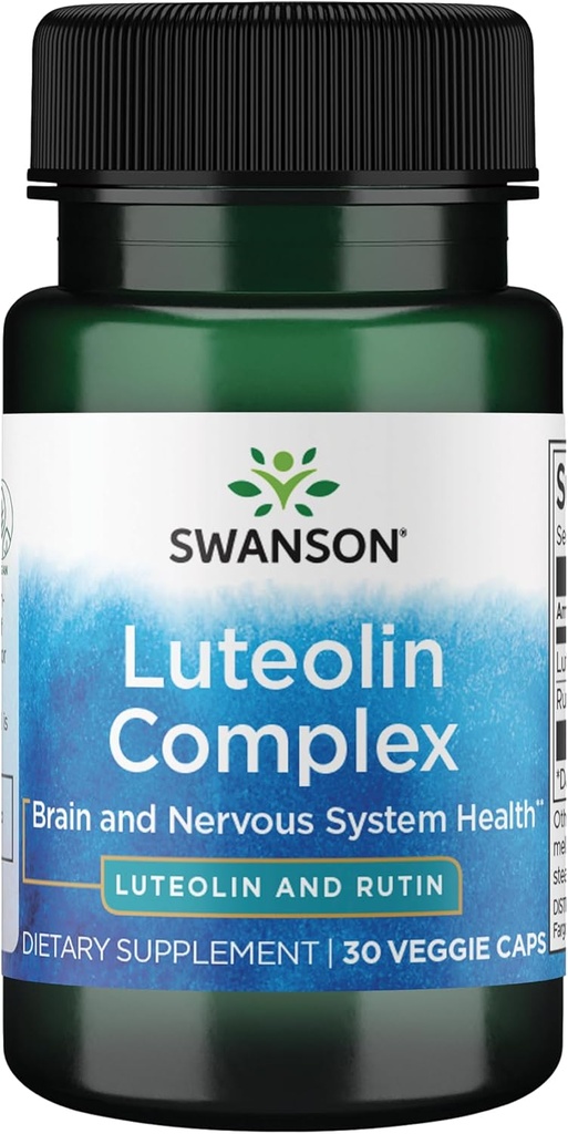 Swanson Luteolin Complex w/Rutin - 脳サポートサプリメント メモリ、気分と認知健康を促進する - 神経系を維持するのに役立ちます天然式 - (30 Veggie Capsule)