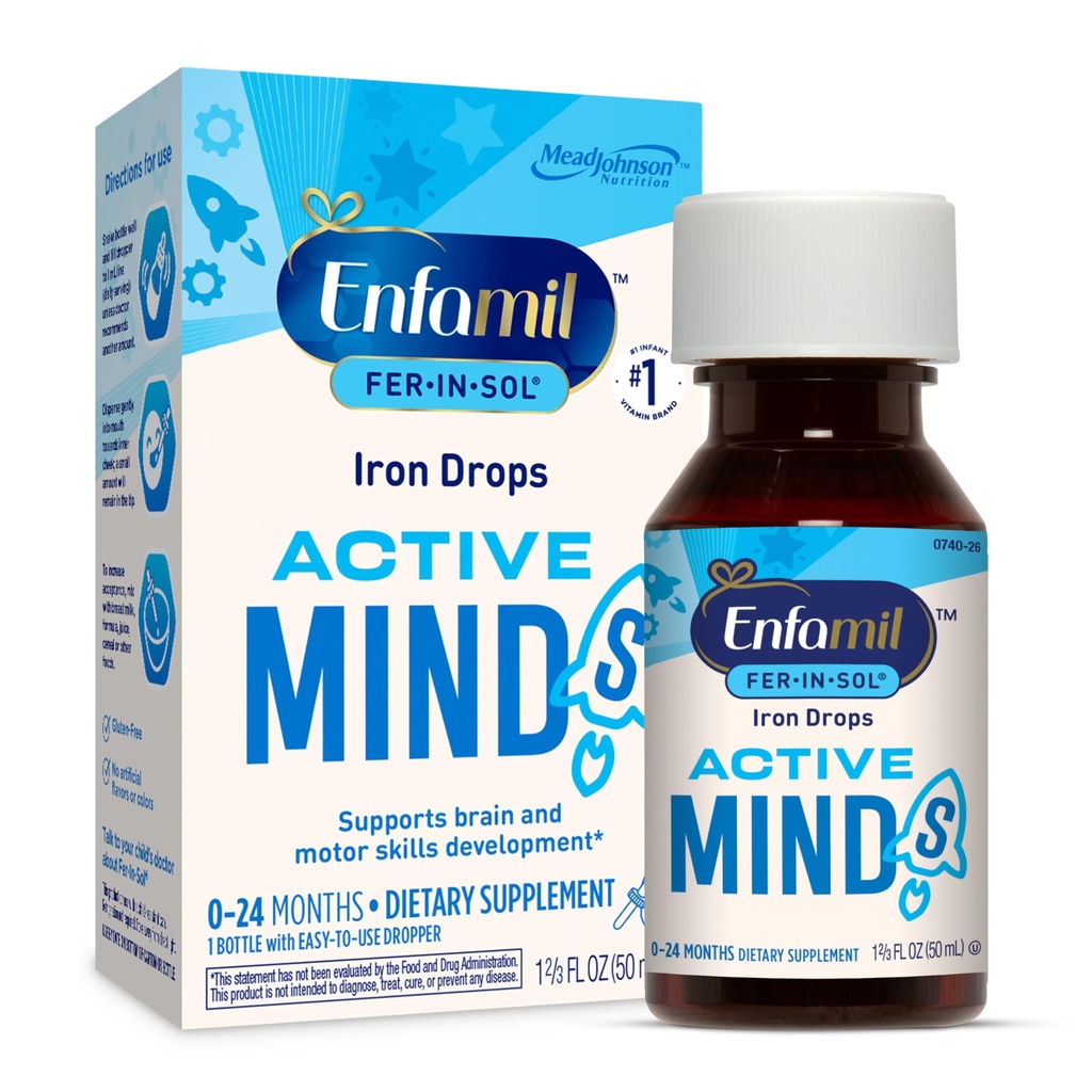 Enfamil Fer-In-Solの鉄の補足は乳児及びトドルのための低下を、サポート 脳の開発、50のmLの点滴器のびん支えます