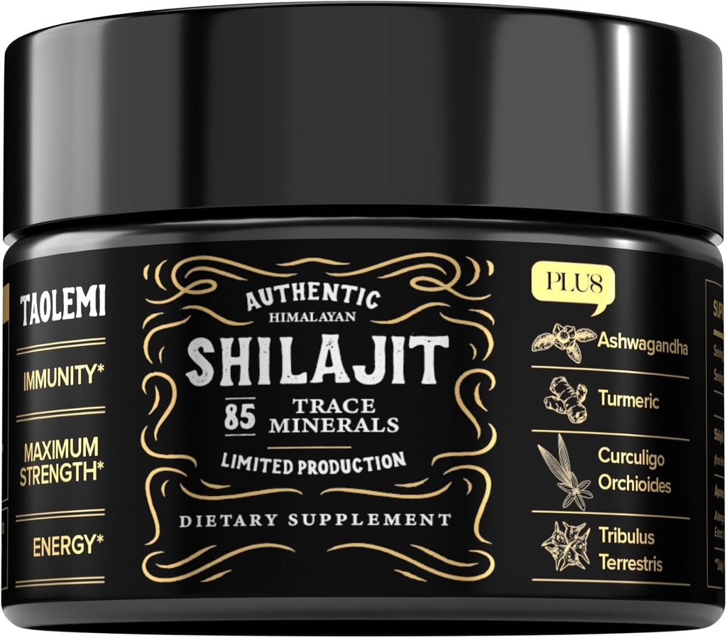 Shilajit Pure Himalayan Organic, 49g Jar Natural Shilajit Resin for Men & Women, 85+ Trace Minerals & Fulvic Acid, Pure Himalayan Extract, Natural Energy and Vitality Enhancer, 62.5 Ser