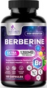 Berberine HCL 1200mgのサプリメント - Berberine HCIは、心臓の健康と免疫のサポート、高強度、グルテンフリー、ビーガン、非GMOの丸薬 - 120ベジギーカプセル