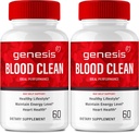 Genesis Blood Clean Capsules - Advanced Formula Supplement for Maximum Strength - Natural Blood Vessel Cleaner, GenesisBlood Clean Pills, GenesisBloodClean Pastillas Reviews (2 Pack)