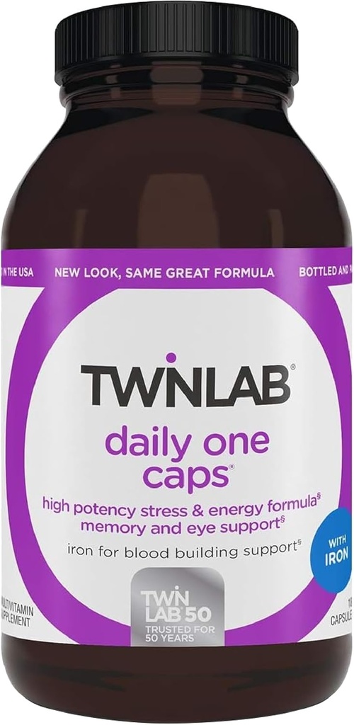 Twinlab Daily One Caps with Iron - Nutritional Supplement with Iron, Zinc, B Vitamins, and More - 180 Capsules