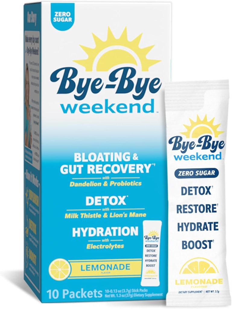 デトックスドリンクミックスw / Electrolytes - ブロッキング、回復、疲労、脳フォグ - プロバイオティクス、ライオンのマネ、ミルクアッスル - ゼロシュガーレモネード - 10パック