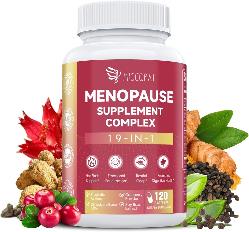 女性のための更年期サプリメント、10億CFU Probiotic、19-in-1 Multivitamin&Ashwagandha Extract、DIM、ホルモンバランス、サポートホットフラッシュ、ナイトスウェット、気分、睡眠|Vegan、120カプセル