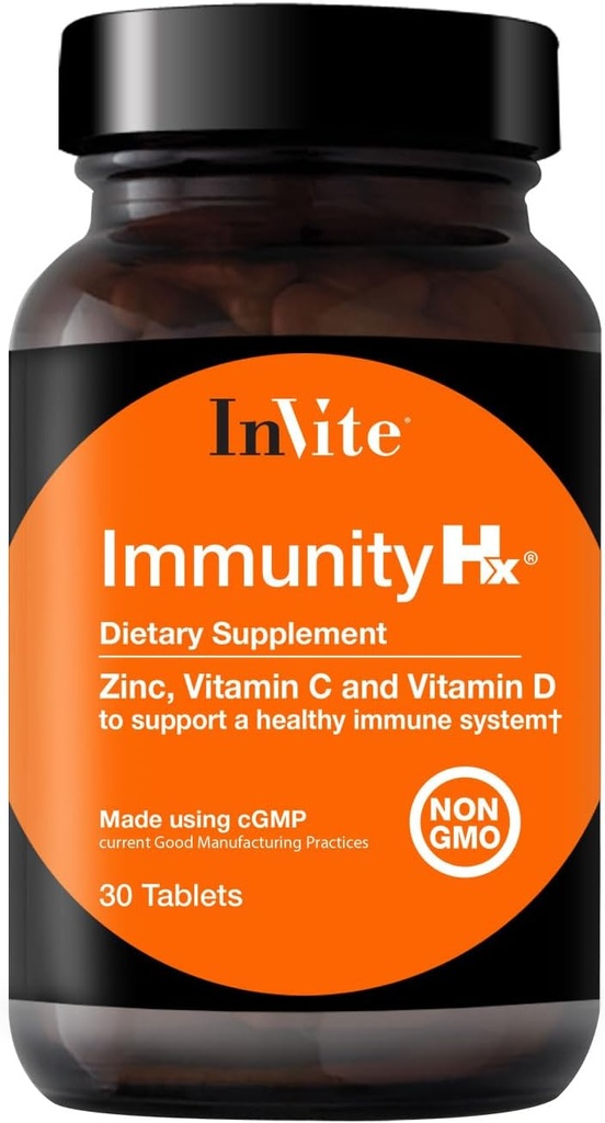 Invite Health Immunity HxTM - 健康な免疫システムをサポート - ビタミンC、ビタミンD3の50 mcg(2000 IU)と30 mgの亜鉛 - 30錠(2パック)
