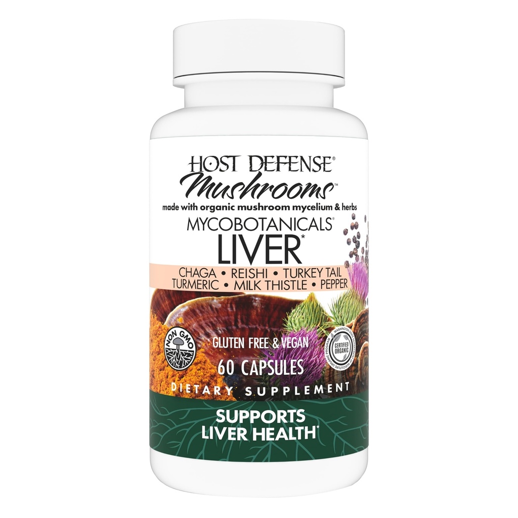ホスト防衛 MycoBotanicals Liver* カプセル - ミルクのThistle の肝臓の健康の補足及びターメリックの根 - トルコの尾、Reishi 及び Chaga のマッシュルームの補足 - 60 のカプセル(30 のサービング)*