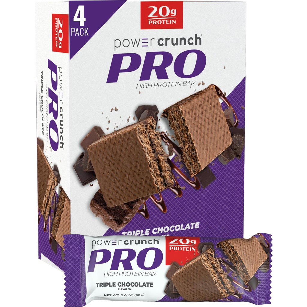 パワー クランチ プロ タンパク質 ウェーハ バー、おいしい味、トリプル チョコレート、2.0 オンス 4 カウント