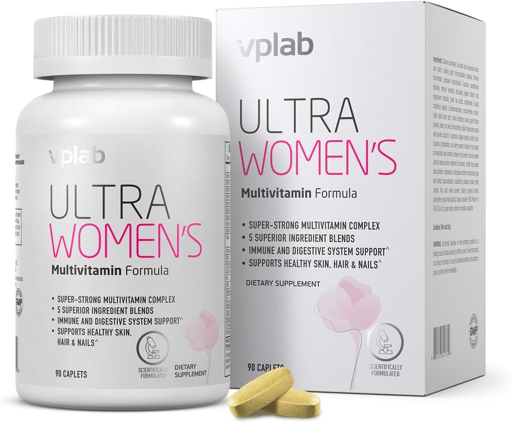VPLab Ultra WomenのMultivitaminの方式-Biotin、鉄、ビタミンB、D、C及び亜鉛が付いている毛、皮及び釘のための補足-女性の健康及び健康、90の小冊子のための必須の毎日のビタミン